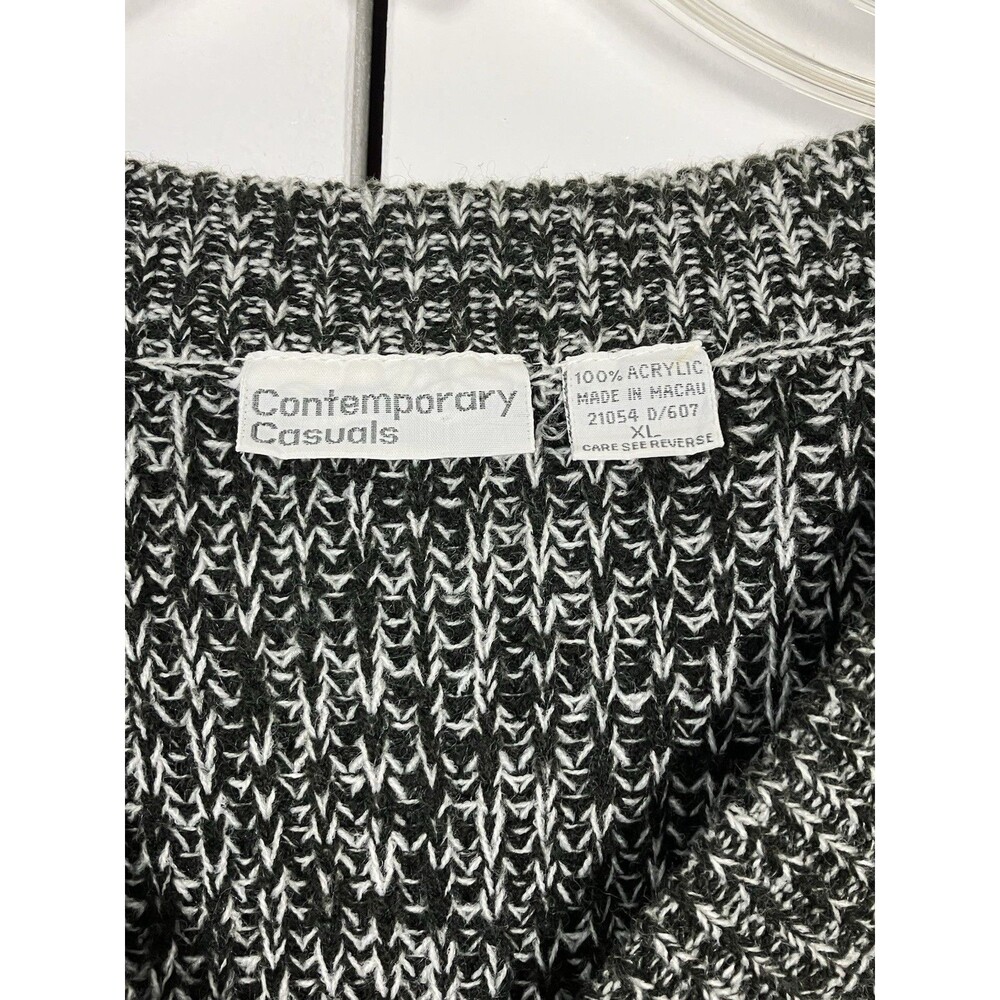 Vintage Contemporary Casuals V-Neck Black/White Chunky Knit Sweater Size XL - Picture 2 of 6